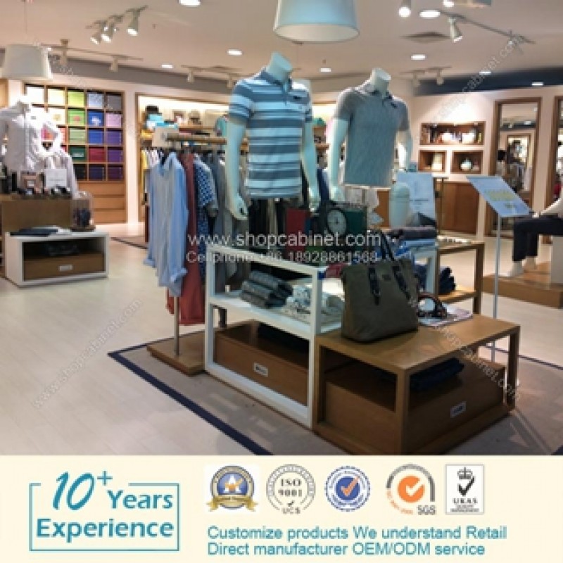 服装展示柜-服装展架-时尚服装木质展柜展架